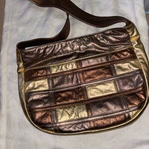 Elegant Metallic Patchwork Shoulder Bag